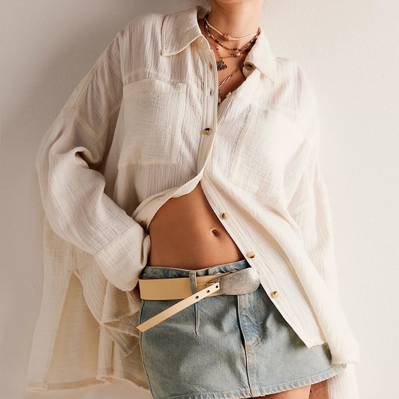 FREE PEOPLE Caridiff White Top L - Picture 1 of 3